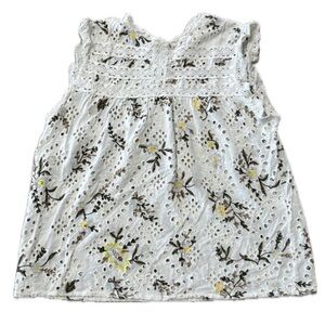 Today only!! White and Yellow Floral Blouse Sleeveless Size Small
